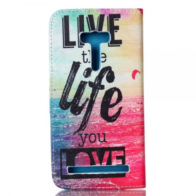 Asus Zenfone 2 Laser 5.5 Handyhülle - Case aus Leder - mit Meer und Schriftzug