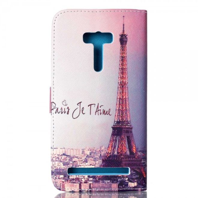Asus Zenfone 2 Laser 5.5 Handyhülle - Case aus Leder - mit Eiffelturm und Paris