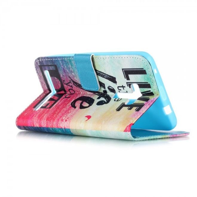 Asus Zenfone 2 Laser 5.5 Handyhülle - Case aus Leder - mit Meer und Schriftzug