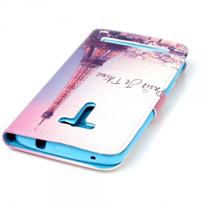 Asus Zenfone 2 Laser 5.5 Handyhülle - Case aus Leder - mit Eiffelturm und Paris