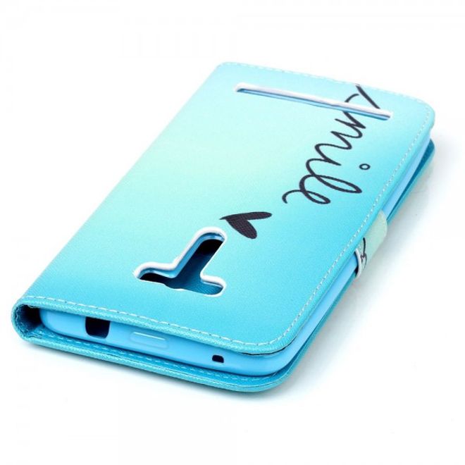 Asus Zenfone 2 Laser 5.5 Handyhülle - Case aus Leder - mit Himmel und Schriftzug
