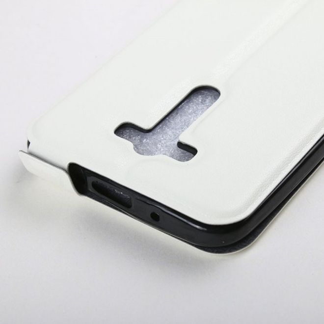 Asus Zenfone 2 Laser 5.5 Handyhülle - Leder Flip Case - vertikal - weiss