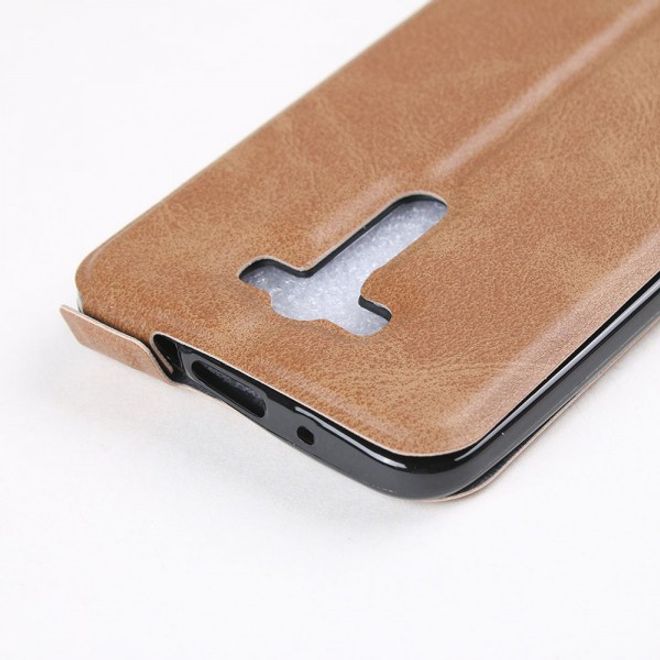 Asus Zenfone 2 Laser 5.5 Handyhülle - Leder Flip Case - vertikal - braun