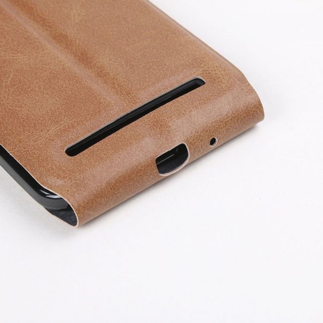 Asus Zenfone 2 Laser 5.5 Handyhülle - Leder Flip Case - vertikal - braun