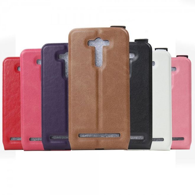 Asus Zenfone 2 Laser 5.5 Handyhülle - Leder Flip Case - vertikal - weiss