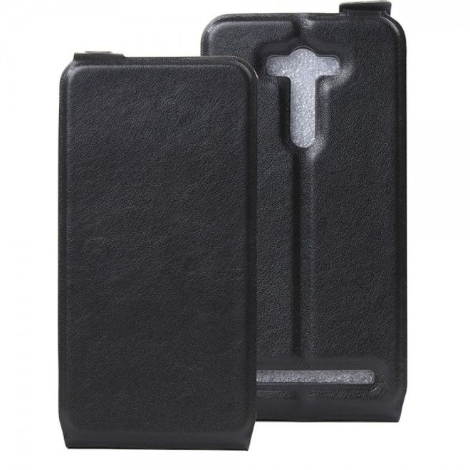 Asus Zenfone 2 Laser 5.5 Handyhülle - Leder Flip Case - vertikal - schwarz