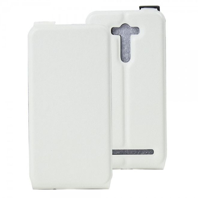 Asus Zenfone 2 Laser 5.5 Handyhülle - Leder Flip Case - vertikal - weiss