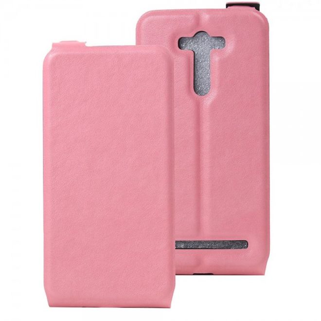 Asus Zenfone 2 Laser 5.5 Handyhülle - Leder Flip Case - vertikal - pink