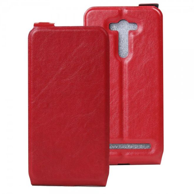 Asus Zenfone 2 Laser 5.5 Handyhülle - Leder Flip Case - vertikal - rot