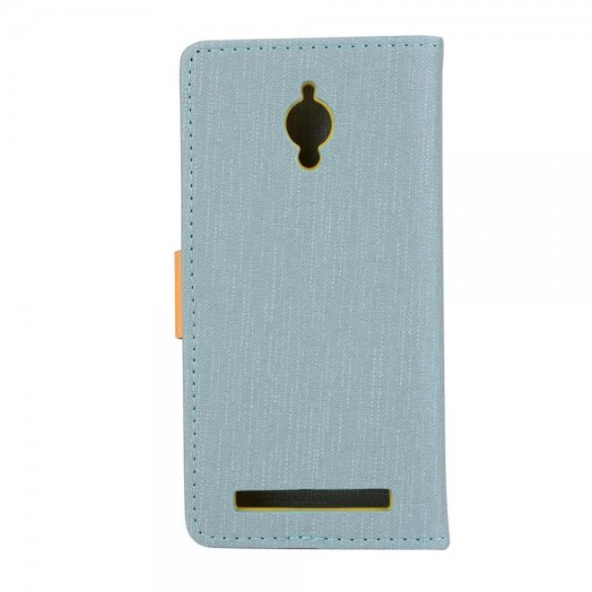 Asus Zenfone Go Hülle - Handy Case aus Leder - mit Leinentextur und Standfunktion - hellblau