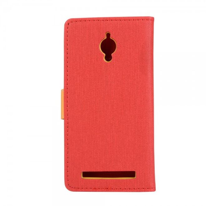 Asus Zenfone Go Hülle - Handy Case aus Leder - mit Leinentextur und Standfunktion - rot