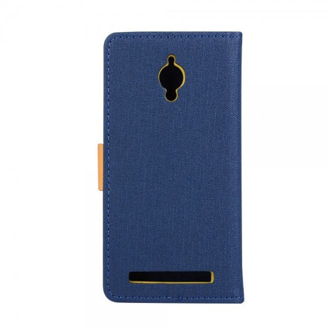 Asus Zenfone Go Hülle - Handy Case aus Leder - mit Leinentextur und Standfunktion - dunkelblau