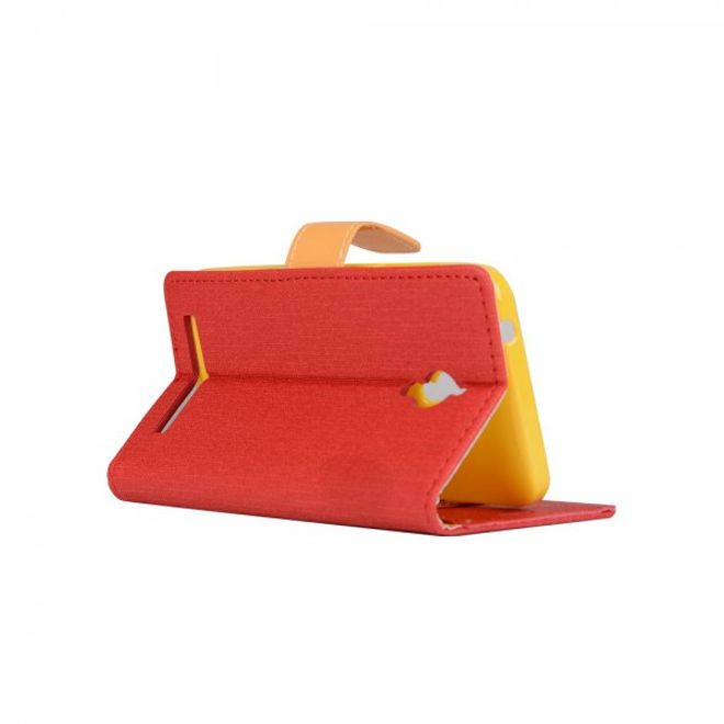 Asus Zenfone Go Hülle - Handy Case aus Leder - mit Leinentextur und Standfunktion - rot