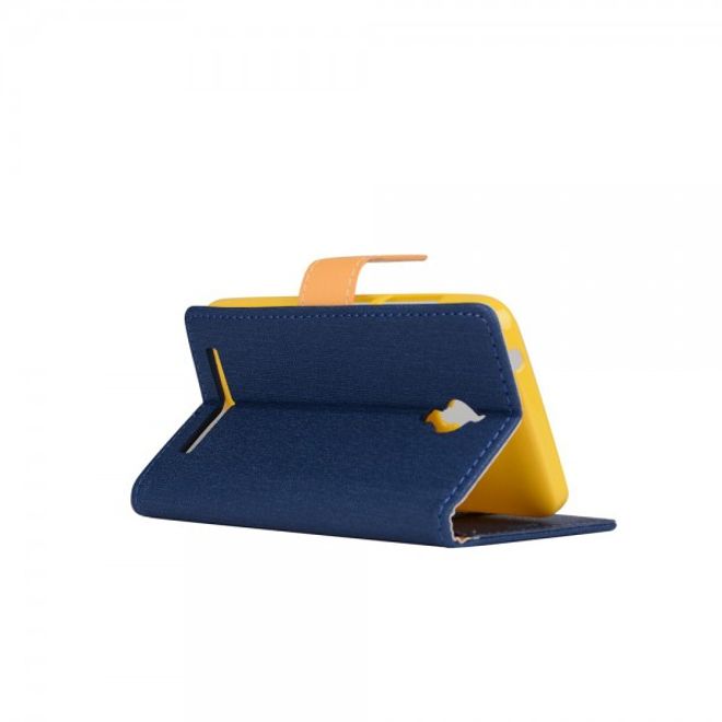 Asus Zenfone Go Hülle - Handy Case aus Leder - mit Leinentextur und Standfunktion - dunkelblau