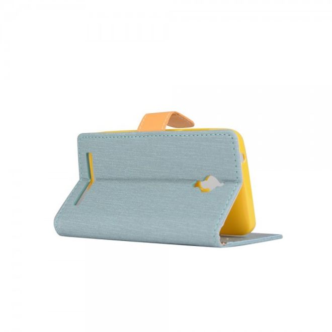 Asus Zenfone Go Hülle - Handy Case aus Leder - mit Leinentextur und Standfunktion - hellblau