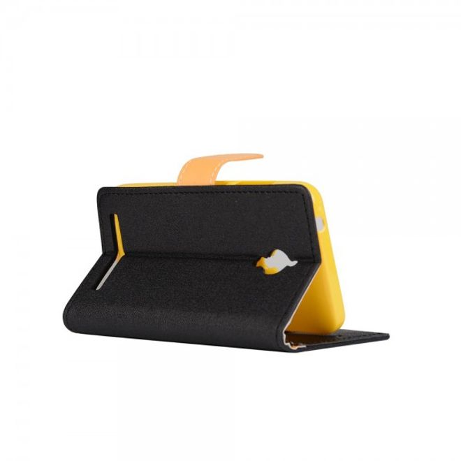 Asus Zenfone Go Hülle - Handy Case aus Leder - mit Leinentextur und Standfunktion - schwarz