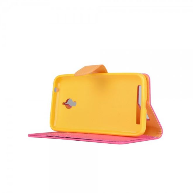 Asus Zenfone Go Hülle - Handy Case aus Leder - mit Leinentextur und Standfunktion - rosa