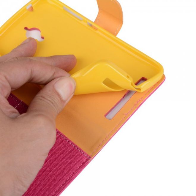 Asus Zenfone Go Hülle - Handy Case aus Leder - mit Leinentextur und Standfunktion - rosa