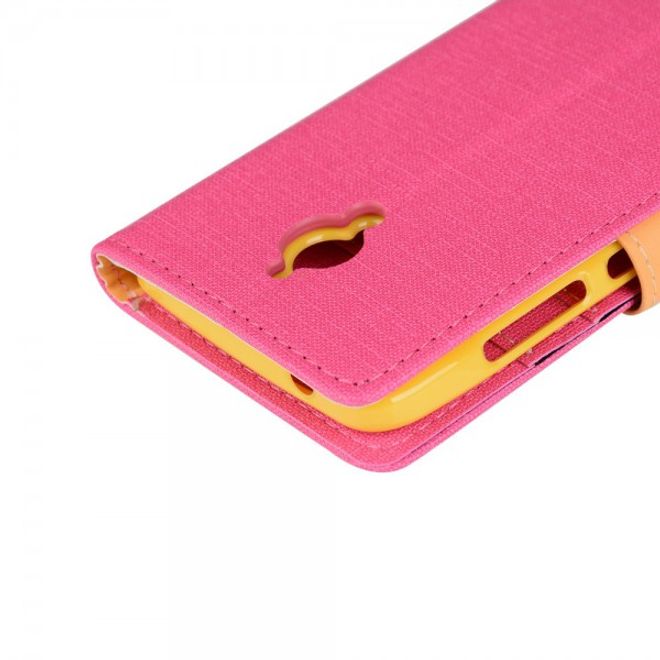 Asus Zenfone Go Hülle - Handy Case aus Leder - mit Leinentextur und Standfunktion - rosa
