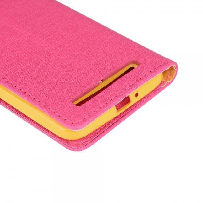 Asus Zenfone Go Hülle - Handy Case aus Leder - mit Leinentextur und Standfunktion - rosa