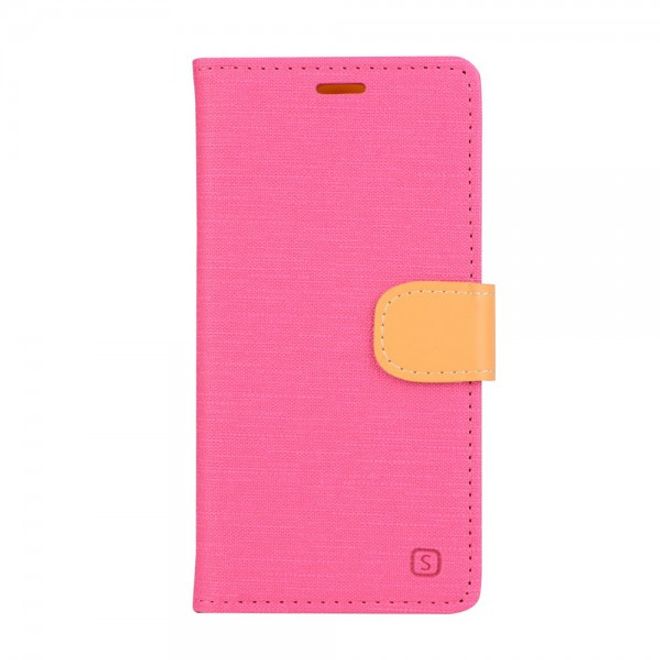 Asus Zenfone Go Hülle - Handy Case aus Leder - mit Leinentextur und Standfunktion - rosa