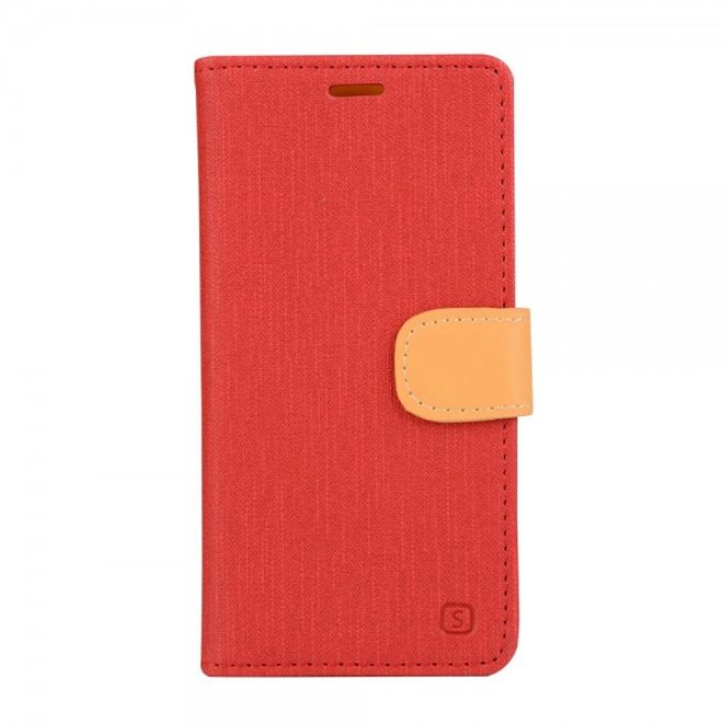 Asus Zenfone Go Hülle - Handy Case aus Leder - mit Leinentextur und Standfunktion - rot