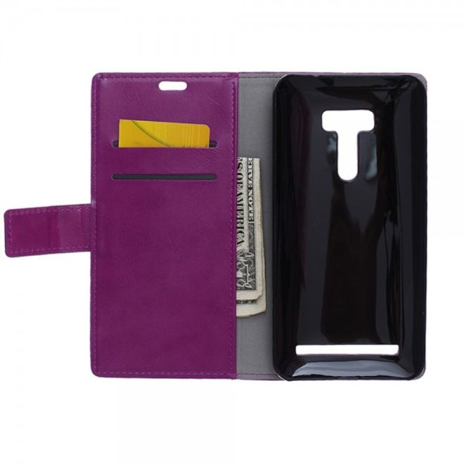 Asus Zenfone Selfie Handy Hülle - Case aus Leder - mit Crazy Horse Textur und Standfunktion - purpur