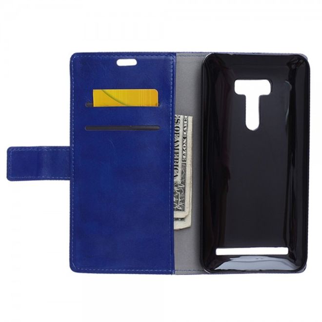 Asus Zenfone Selfie Handy Hülle - Case aus Leder - mit Crazy Horse Textur und Standfunktion - blau