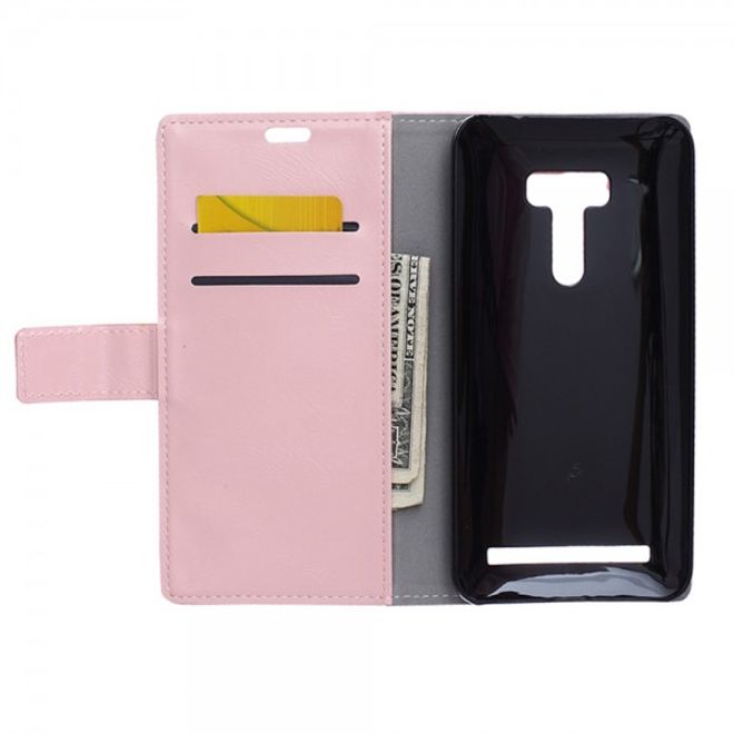 Asus Zenfone Selfie Handy Hülle - Case aus Leder - mit Crazy Horse Textur und Standfunktion - pink