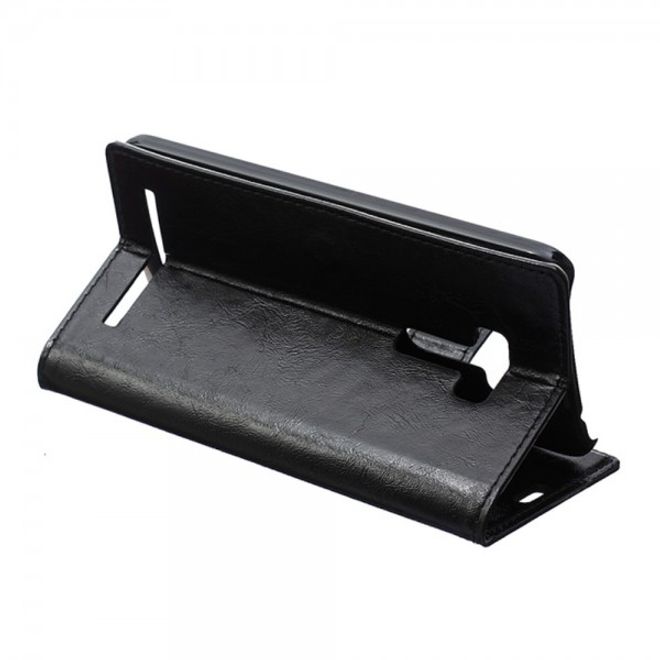 Asus Zenfone Selfie Handy Hülle - Case aus Leder - mit Crazy Horse Textur und Standfunktion - schwarz
