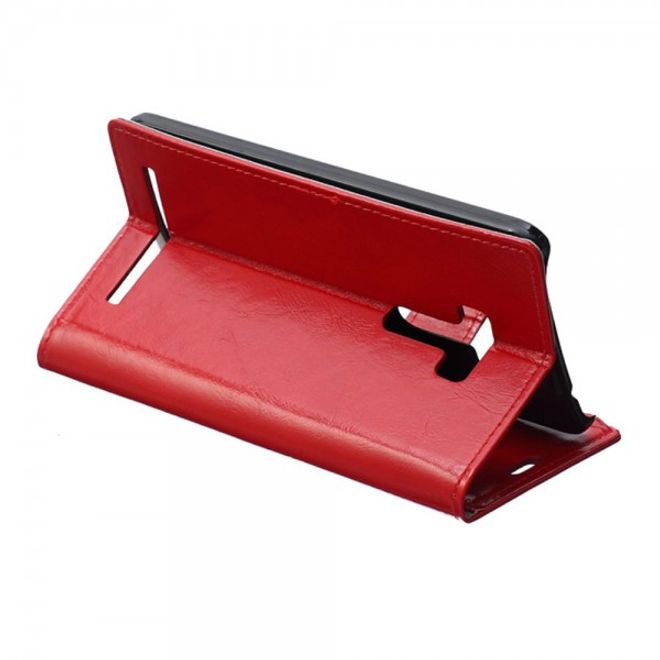 Asus Zenfone Selfie Handy Hülle - Case aus Leder - mit Crazy Horse Textur und Standfunktion - rot