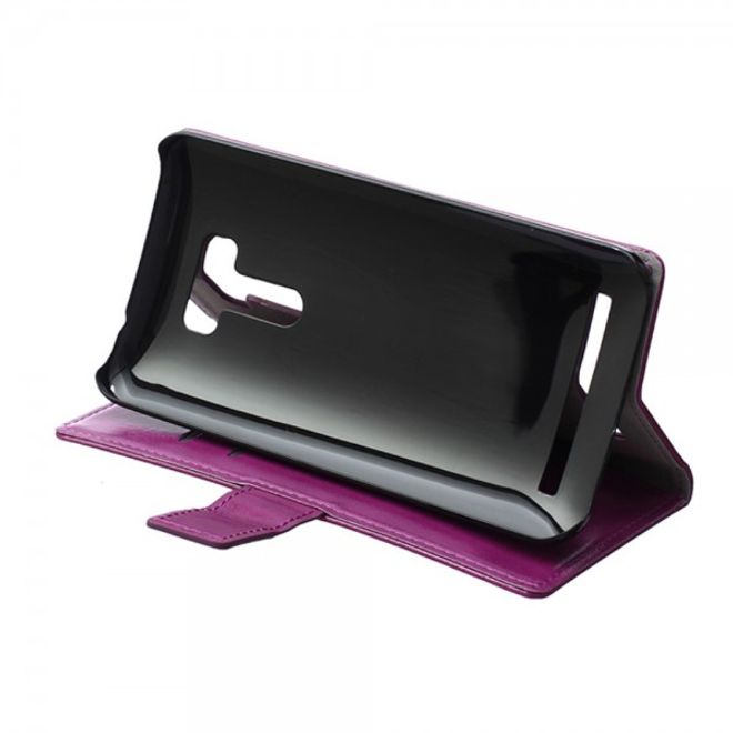 Asus Zenfone Selfie Handy Hülle - Case aus Leder - mit Crazy Horse Textur und Standfunktion - purpur