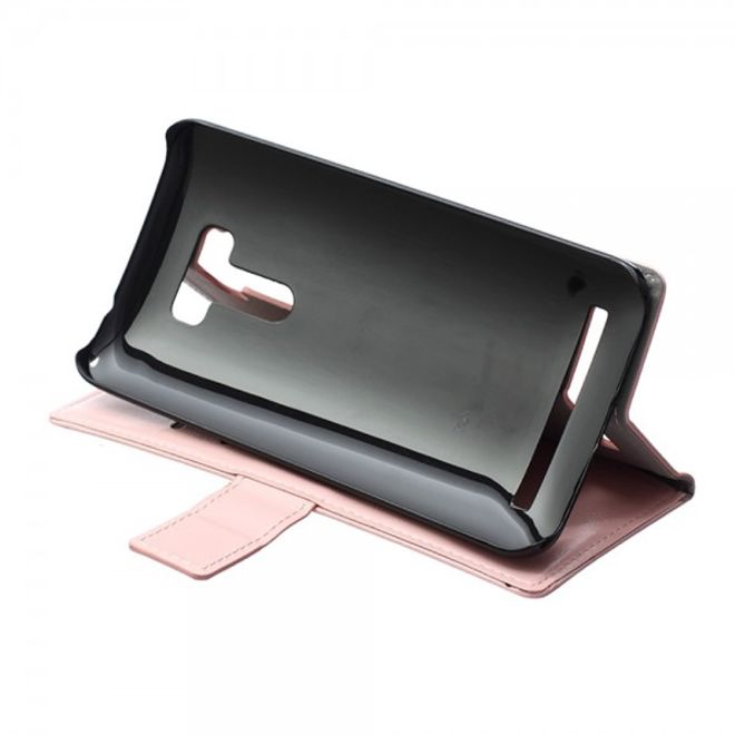 Asus Zenfone Selfie Handy Hülle - Case aus Leder - mit Crazy Horse Textur und Standfunktion - pink