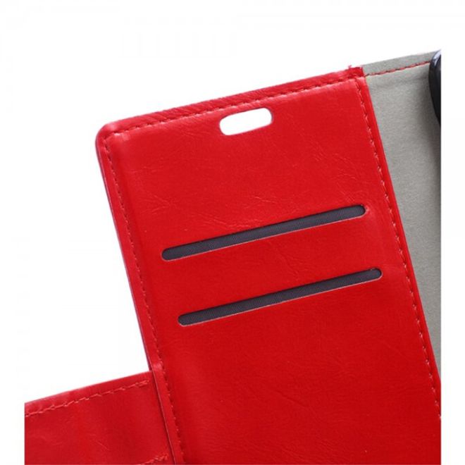 Asus Zenfone Selfie Handy Hülle - Case aus Leder - mit Crazy Horse Textur und Standfunktion - rot