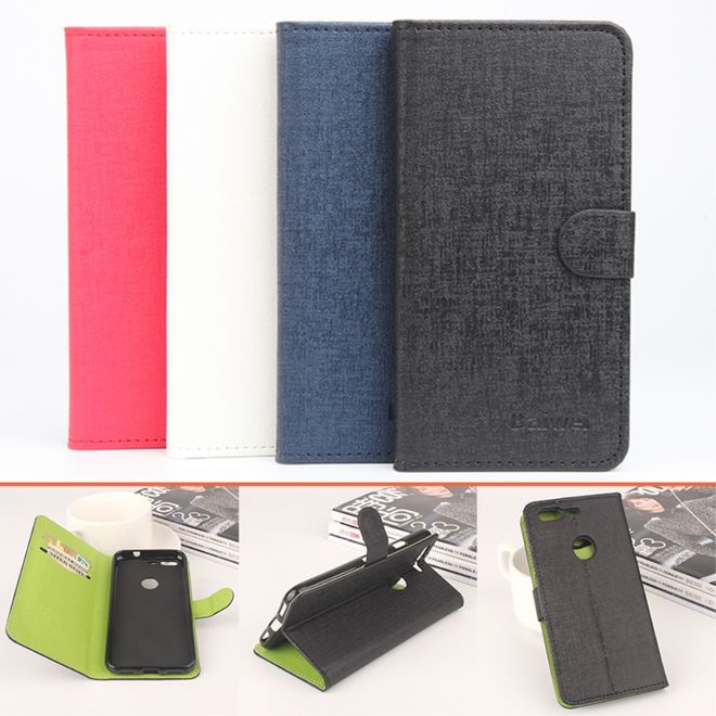 Baiwei - Google Pixel Handyhülle - Case aus Leder - mit Kontrastfarben - weiss