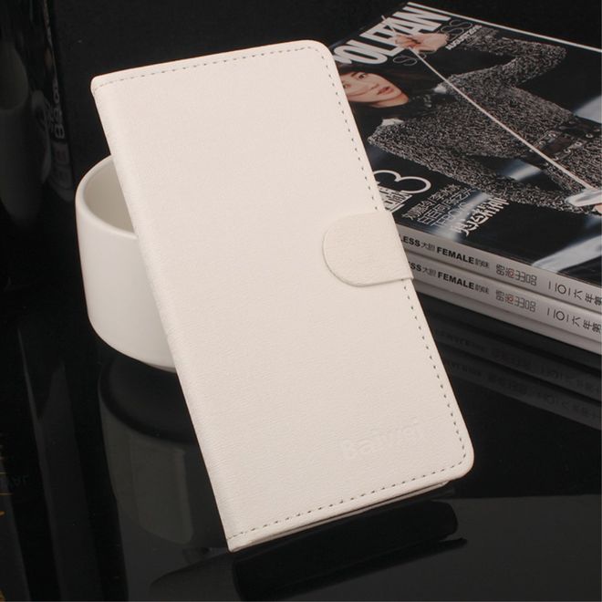 Baiwei - Google Pixel Handyhülle - Case aus Leder - mit Kontrastfarben - weiss