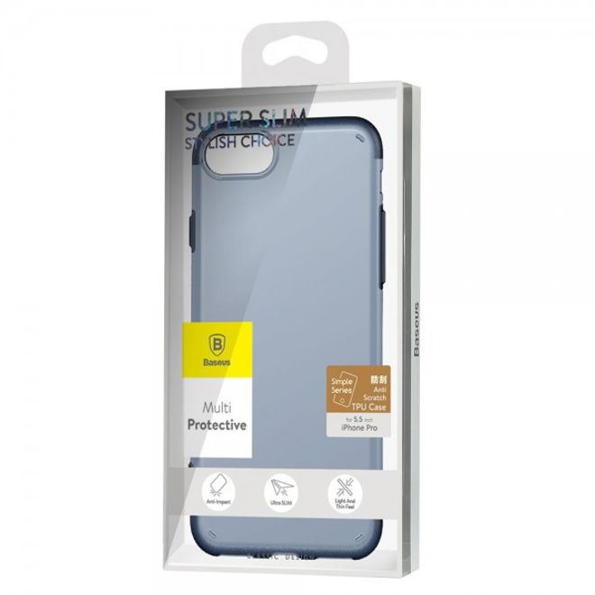 Baseus - iPhone 8 Plus / 7 Plus Hülle - TPU Softcase Simple Series - blau