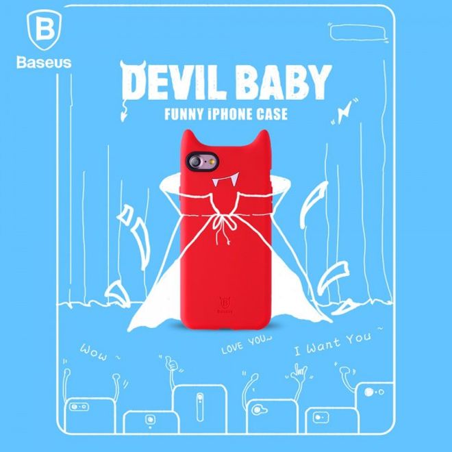 Baseus - iPhone 8 Plus / 7 Plus Cover - Hülle aus Silikon - 3D Devil Series - rot