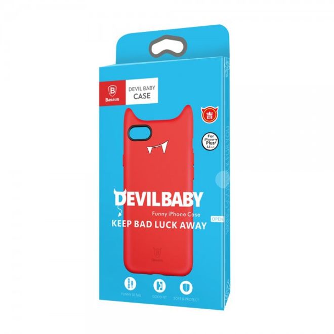 Baseus - iPhone 8 Plus / 7 Plus Cover - Hülle aus Silikon - 3D Devil Series - rot