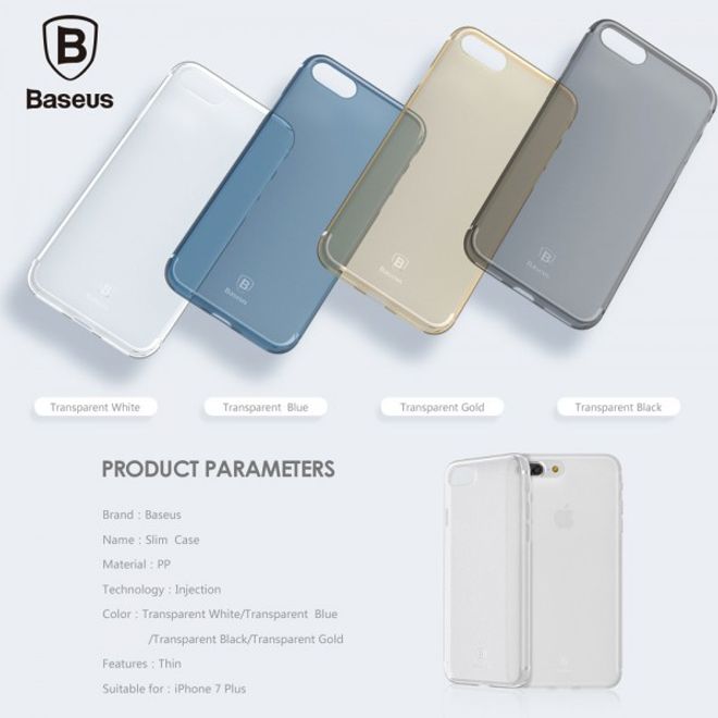 Baseus - Hülle für iPhone 8 Plus / 7 Plus - Case aus Hart Plastik (0.5mm) - transparent/blau