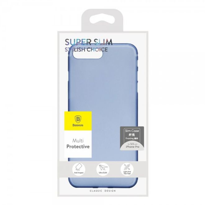 Baseus - Hülle für iPhone 8 Plus / 7 Plus - Case aus Hart Plastik (0.5mm) - transparent/blau