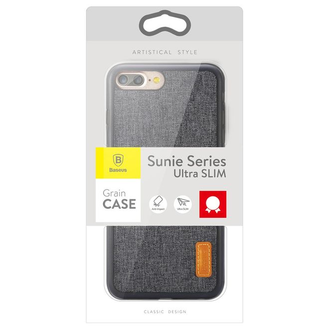 Baseus - iPhone 8 Plus / 7 Plus Handyhülle - Case aus Plastik/Stoff - Sunie Series - grau