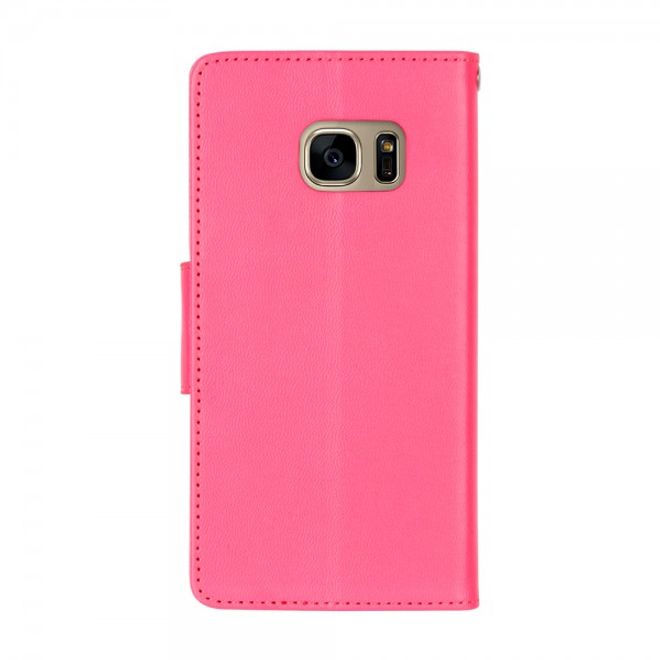 Goospery - Handyhülle für Samsung Galaxy J7 - Case aus Leder - Bravo Diary Series - pink