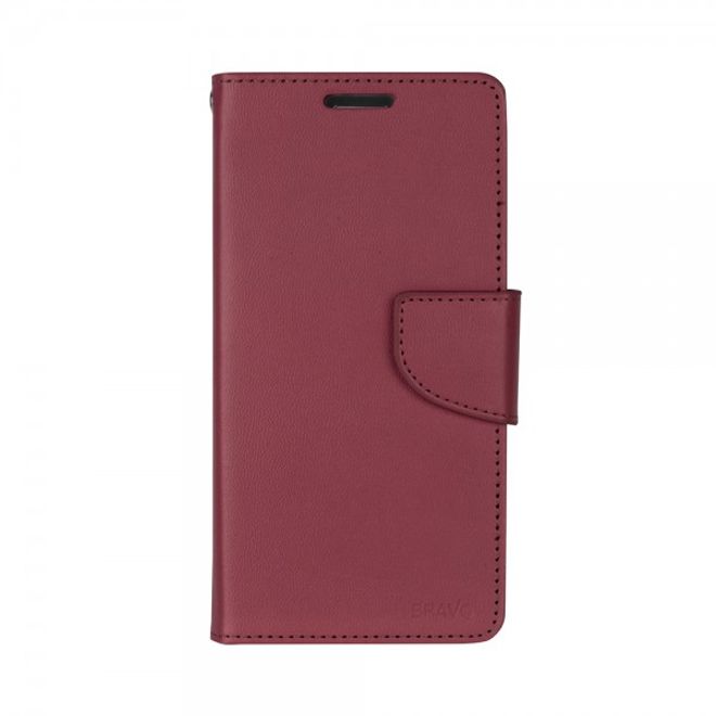 Goospery - Handyhülle für Samsung Galaxy A7 - Case aus Leder - Bravo Diary Series - weinrot
