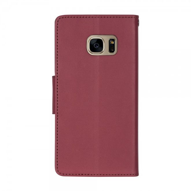 Goospery - Handyhülle für Samsung Galaxy J7 (2016) - Case aus Leder - Bravo Diary Series - weinrot