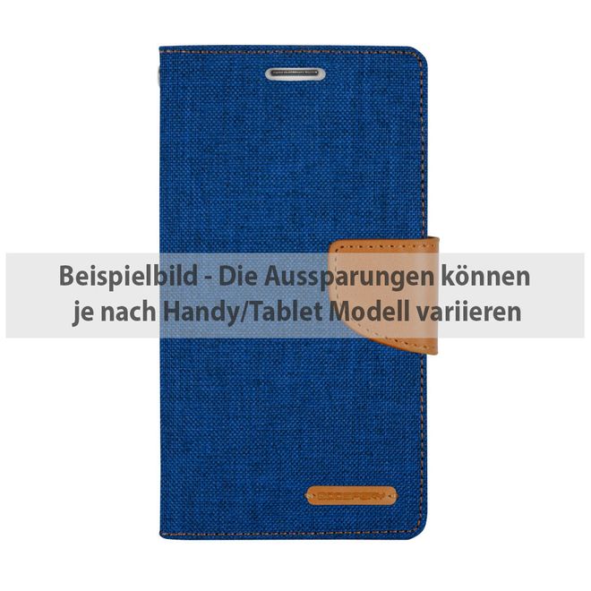 Goospery - Hülle für Sony Xperia X Performance - Bookcover- Canvas Diary Series - blau/camel