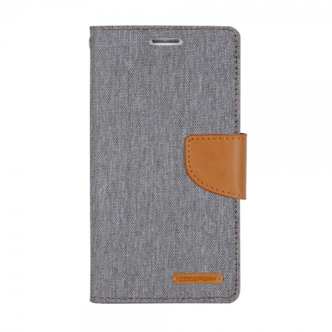 Goospery - Hülle für Samsung Galaxy A8 - Bookcover- Canvas Diary Series - grau/camel