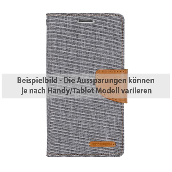 Goospery - Hülle für Huawei P9 Plus - Bookcover- Canvas Diary Series - grau/camel