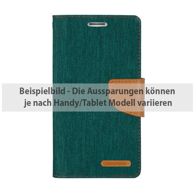 Goospery - Hülle für Huawei P9 Plus - Bookcover- Canvas Diary Series - grün/camel