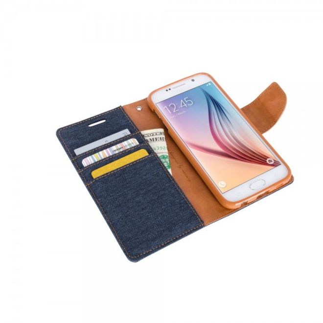 Goospery - Hülle für Samsung Galaxy Note 3  - Bookcover- Canvas Diary Series - grau/camel